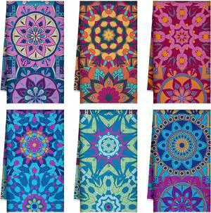 Set of 6 Mandala Kitchen Towels Absorbent Boho Dish Towels 24 x 16 Inches Multicolor Hand Dishcloths Mandala Lover Gifts for Farmhouse Kitchen Bathroom Decorations