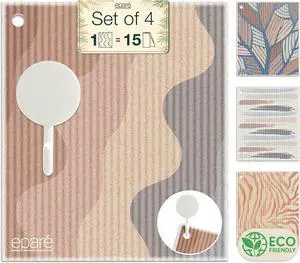 Swedish Reusable Paper Towels with Hook - 4 Pack Swedish Dishcloths for Kitchen - Swedish Washcloths & Dish Cloths for Washing Dishes Odor Free