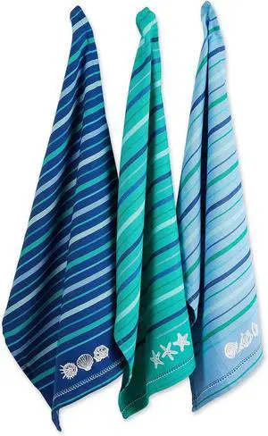 Fresh Catch Collection Kitchen Dishtowel Set 18x28 Blue Sea 3 Piece