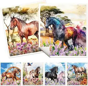 Horses Swedish Dishcloths for Kitchen 6 Pack Farmhouse Absorbent Dish Cloths for Washing Dishes Reusable Washable Paper Towels Cloth for Kitchen Countertop Sink Fast Drying Sponge Cloths