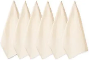 Basic Solid Dishtowel Collection Cotton Flat Woven Small Set 18x28 Natural 6 Piece