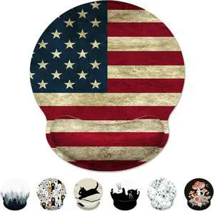 Ergonomic Mouse Pad with Wrist Support American Flag Mouse Pad with Wrist Rest Relieve Wrist Pain Mousepad Non-Slip Rubber Base Mouse Pads for Desk Computers Laptop Office Home Gaming Accessories