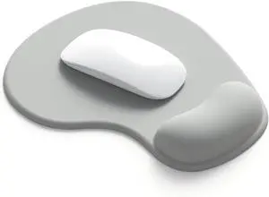 Office Mousepad with Gel Wrist Support - Ergonomic Gaming Desktop Mouse Pad Wrist Rest - Design Gamepad Mat Rubber Base for Laptop Computer -Silicone Non-Slip Special-Textured Surface (02Grey)