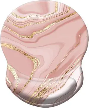 Ergonomic Mouse Pad with Support Pain Relief Wrist Rest Non-Slip PU Base for Home Office Working Studying Gaming (Pink Marble)