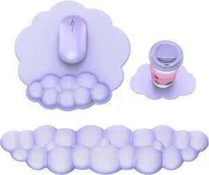 Cloud Mouse Pad with Wrist Rest Cloud Keyboard Wrist Rest Mouse Pad Wrist Support Ergonomic Keyboard Mouse Wrist Support (Purple)