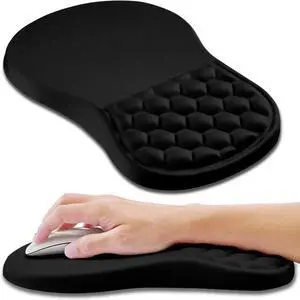 Ergonomic Mouse Pad Wrist Support Wrist Rest Mousepad for Carpal Tunnel Pain Relief with Integrated Memory Foam Slope Massage Bulge (11.8x7.9 inch Polar Night