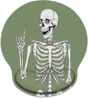 Ergonomic Mouse Pad with Wrist Support Green Human Skeleton Skull Non-Slip Rubber Base Mousepad for Home Office Gaming Working Computers Laptop Easy Typing & Pain Relief