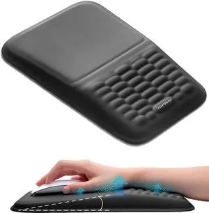 Ergonomic Mouse Pad Wrist Support Wrist Rest Mousepad with Memory Foam Massage Bulge and Non-Slip PU Base for Carpal Tunnel Pain Relief Computer Laptop Office & Home(11.7x7.6 in Black)