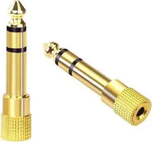 6.35mm (1/4 inch) Male to 3.5mm (1/8 inch) Female Stereo Audio Jack Adapter for Aux Cable Guitar Amplifier Headphone 2 Pack