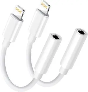 Lightning to 3.5mm Headphone Jack Adapter - Audio Adapter for iPhone Aux Converter Dongle Audio Cable Compatible with iPhone 14 Pro Max/14 13 12 11 X XS 8 7  MFi Certified