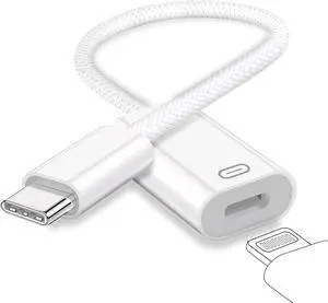 USB C to Lightning Headphone Audio Adapter Type C Male to Female Lightning Earphone Converter with Charge/Data Transfer Compatible with iPhone 16/15 Plus/Pro/Max iPad Pro/Air 6/5/4 MacBook