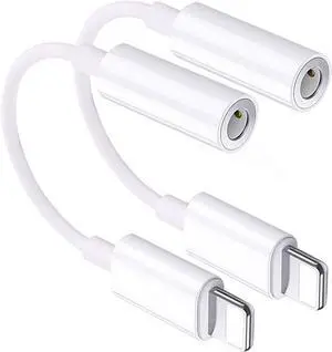[ MFi Certified] iPhone 3.5mm Headphone Jack Adapter 2 Pack for  Lightning to 3.5mm Earphones Jack Adapter Cord Dongle Aux Cable Converter Accessories Compatible with iPhone14 13 12 11/Xs/XR