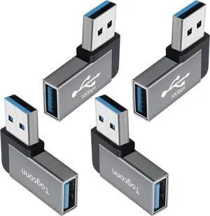 90 Degree USB Adapter 10Gbps 4-Pack Right Angle USB-A Male to Female Connector Converter L-Shape Extender Support Charge & Data Sync for PC Laptop Mouse Keyboard 90 Degree USB Adapter 10Gbps 4-Pack Right Angle USB-A Male to Female Connector Converter L-Shape Extender Support Charge & Data Sync for PC Laptop Mouse Keyboard