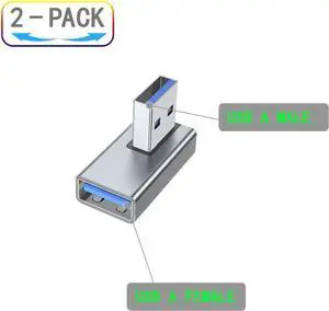 USB 3.0 Adapter 90 Degree Right Angle Design Supports 5Gbps Data Transfer Speed 15W Fast Charging Compatible with Laptop Speaker Keyboard USB Hub Mouse Hard Drive