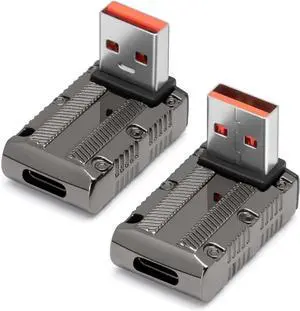 10Gbps USB 3.1 Adapter 90 Degree (2 Pack) Up and Down Angle 90 Degree USB 3.1 Type A Male to USB-C Female Coupler Adapters 120W Fast Charging OTG Converter (USB 3.1 Up Down)