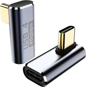 90 Degree USB C Adapter 2 Pack Right USB-C 240W Male to Female Adapter Extender for Steam Deck ROG Ally MacBook Tablet Phone and More