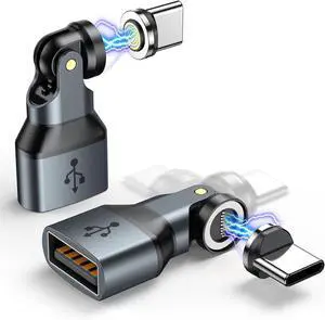 9PIN USB to USB C Adapter(2 Pack) 360° Rotation USB C Magnetic Adapter USB 90 Degree Adapters OTG Adaptor Compatible with 1Phone 16/15 Series MacBook/1Pad Series  Galaxy