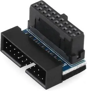 USB 3.0 90 Degree Adapter Black USB 3.0 19Pin/20Pin Male to Female L Turn Right Angle Power Adapter Board for Motherboard Up Angled