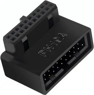 USB 19Pin/20Pin 90 Degree Male to Female L Turn Right Angle Extension Adapter(Up Angled)