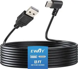 USB C Dash Cam Power Cord 13ft USB 2.0 A to Type-C 90 Degree Angle Charging Cable USBC Car Charger Adapter Connector for Dashcam Rear View Mirror Cam Dashboard Recorder Recording Backup Camera