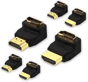 HDMI 90 and 270 Degree Adapter 6-Pack Right Angle HDMI Adapter Male to Female L-Shape Connector with 4K@60Hz 3D for TV Stick HDTV PC