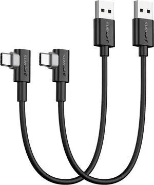 USB C 90 Degree Cable 1FT 2-Pack Right Angle 3A USB 2.0 Type C Fast Charge & Sync Cord Compatible with  Galaxy S20 S10 S9 S8 Plus S10E A10e A20 A50 A51 A71 Note 20 10 Moto G7 G8