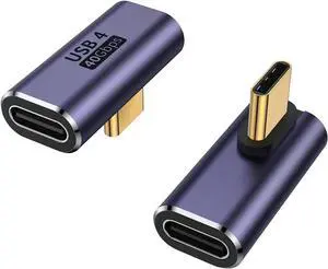 90 Degree Right Angle USB C Male to USB C Female Adapter 2 Pack 40Gbps USB Type C Thunderbolt 4/3 Extender for MacBook Pro iMac iPad Pro Tablet Phones and Other Type C Devices