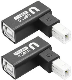 90 Degree USB B 2.0 Printer Adapter Up Angle USB Type B Male to Female Connector MIDI Extender Aluminium Hull for Printer  Electric Piano and More Devices