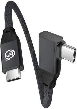 USB C 90 Degree Cable 0.5ft 6 inch Short USBC to USBC 3.2 Gen2 20Gbps Cable Right Angle 4K Video 100W Charging Type C Charger Cord for iPhone 16 15 Pro Max iPad MacBook Galaxy S25 Ultra