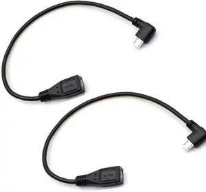 Micro USB Left Angle Micro USB Extension Cable 90 Degree Micro-B Male to Female Extension Cable Data Transferring Cable Suitable for  HTC Huawefti Driving Recorder  and More-2pack
