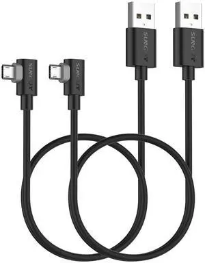 Right Angle Micro USB Cable 1.5FT [2 Pack] 18W Short 90 Degree Micro USB Cable Fast Charging USB 2.0 Data Sync Compatible for  Galaxy S7 Edge S6 S5 Moto E6 5 4 LG-Black