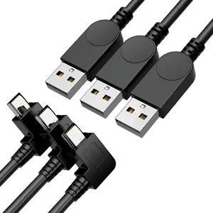 Mini USB Cable 90 Degree USB 2.0 A to Mini B USB Cable Right Angle USB 2.0 A-Male to Mini-B Adapter Cord Power Charger Wire for GPS Car Dash Cam Dashcam DVR Backup Camera Camcorder-3pcs