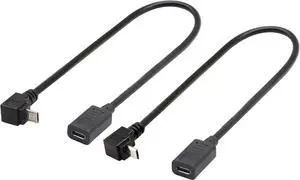 (2-Pack)Micro USB to Type-C Extender Cable USB 3.1 Type-C Female to 90 Degree Up & Angled Down Micro USB Male Extension Cable Data Sync and Charging Cable for & Tablet & Mobile Phone (30CM)