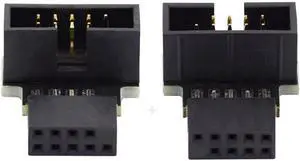 2 Pack USB 2.0 Front Panel Header 9/10Pin Male to Female 90 Degree Angled Direction Gender Changer Connector Adapter