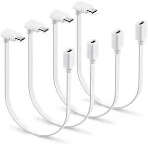 4-Pack Extension Cable for WYZE Cam Pan v3 Camera 90 Degree Micro USB Extender Power Cord Flat 1 ft