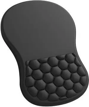 GeniusPad Ergonomic Mouse Pad with Wrist Support & Massage Design  Memory Foam Cushion Non-Slip PU Base  Carpal Tunnel Pain Relief for Wireless Mouse & Desk Use  12x8 Inch (Black)