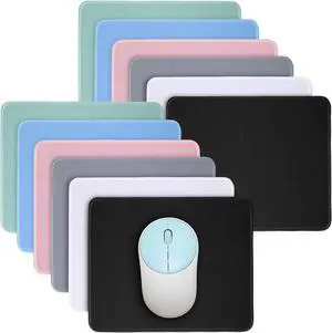 12 Pcs Mouse Pad Bulk 10.2 x 8.3 x 0.12 Inch with Non Slip Rubber Base Stitched Waterproof Mouse Pad Washable and Dirt Resistant Square Multicolored