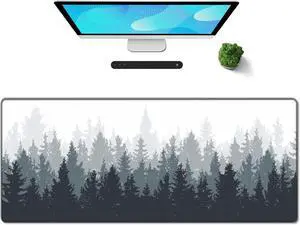 Gaming Mouse Mat Forest Background Pattern XXL XL Large Mouse Mat Long Extended Mouse Pad Desk Mat Non-Slip Rubber Mice Pads Stitched Edges Thin Pad (31.5 x 11.8 x 0.12 Inches) Tree