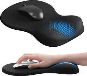 Ergonomic Mouse Pad with Wrist Rest Black Mousepad with Wrist Support Non-Slip Hard Base Mouse Pads Portable for Office/Home/Travel Work
