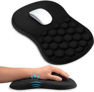Ergonomic Mouse Pad with Wrist Rest Dual-Slope Design for Pain Relief- Large 12x8 Inch Size with Reinforced Memory Foam & Non-Slip Base for Office Desk/Gaming (Black) Ergonomic Mouse Pad with Wrist Rest Dual-Slope Design for Pain Relief- Large 12x8 Inch Size with Reinforced Memory Foam & Non-Slip Base for Office Desk/Gaming (Black)