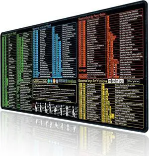 Excel/Word/Power Point/Windows Mouse pad Non-Slip&Waterproof Large Gaming Office pc Desk mat Over 200 Keyboard Shortcuts Mousepad(27.6L x 11.8W inches)