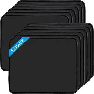 12 Pack Mouse Pad Computer Mouse Pads with Non-Slip Rubber Base Washable Mousepad with Stitched Edge Waterproof Mouse Pad for Computers Laptop PC Office & Home Black 10.2x8.2 Inch