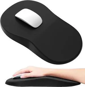 Ergonomic Mouse Pad Wrist Support Pain Relief Mouse Pad with Wrist Rest Entire Memory Foam Mouse Pad with Non-Slip PU Base Comfortable Mousepad Perfect for Office & HomeBlack