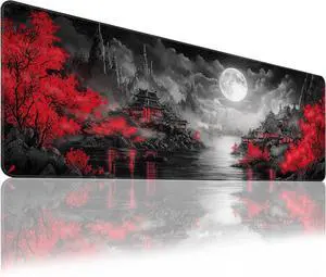 Large Gaming Mouse Pad Full Keyboard Mat with Stitched Edges Non-Slip Nature Rubber Base for Gaming and Office Cool Desk Accessories 31.5 X 11.8 Inches