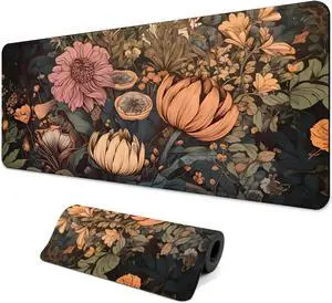 Gaming Mouse Pad with Anti-Slip Rubber Base Extended Large Computer Mouse Mat with Stitched Edges Long XL Anime Mousepad for Laptop and Keyboard 31.5 x 11.8 inch (Wildflowers)