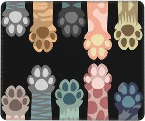 Cute Colorful Cat Paws Square Cute Mouse Pad Mouse Pads For Wireless Mouse Desk Accessories 10X8Travel Mousepad With Non-Slip Rubber Base Stitched Edge Mouse Pads For Desk Computers Laptop Office