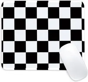 Black and White Checkered Square Mouse Pad Non-Slip Rubber Base Mouse Pad Home Office Decoration Desktop Accessory Laptop Mouse Pad for Office Laptops 9.4x7.8x0.12in.