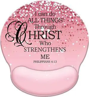 Pink Ergonomic Mouse Pad with Wrist Support Mouse Pads for Desk with Memory Foam Wrist Rest Non-Slip PU Base for Office Decor Computer Laptop