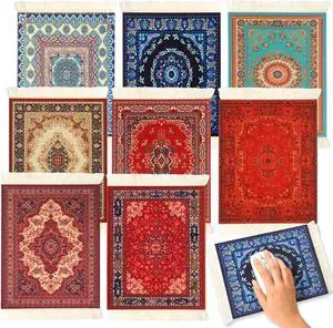 8 Pcs Persian Style Carpet Rug Mouse Pad Vintage Oriental Floral Mouse Pad Woven Rug Graduation Gift with Non Slip Rubber Base for Computer Laptop Desktop Table Decor(Floral)
