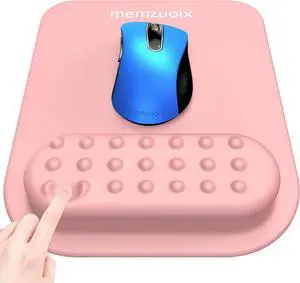 Pink Ergonomic Mouse Pad with Wrist Rest Support Premium Memory Foam Cushioning for Pain Relief Non-Slip PU Base for Stable Smooth Control - Perfect for Laptop Computer and Home Office